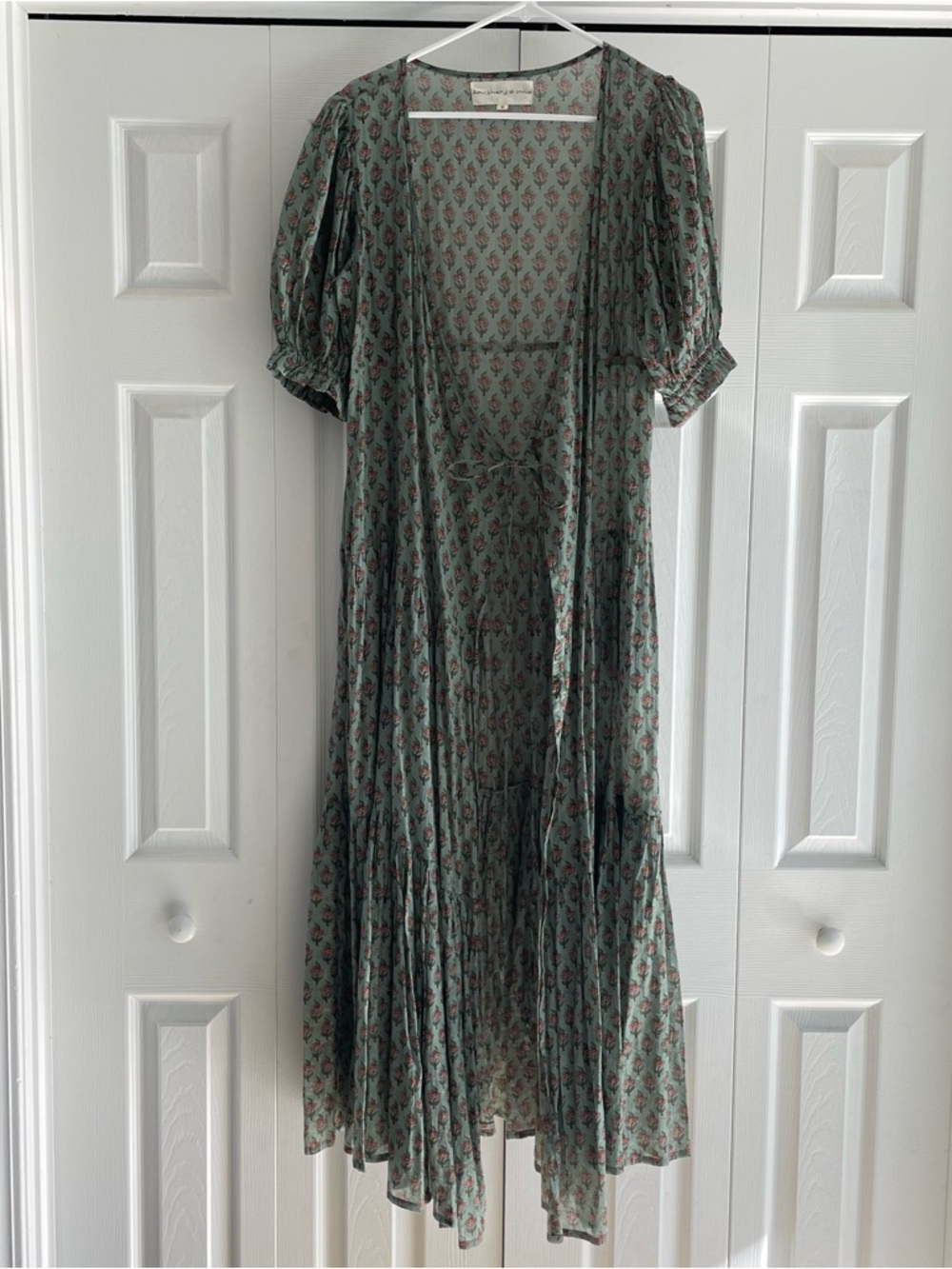 Daughters of India Zuri Wrap Dress Sage Size Small Womens - Picture 5 of 13